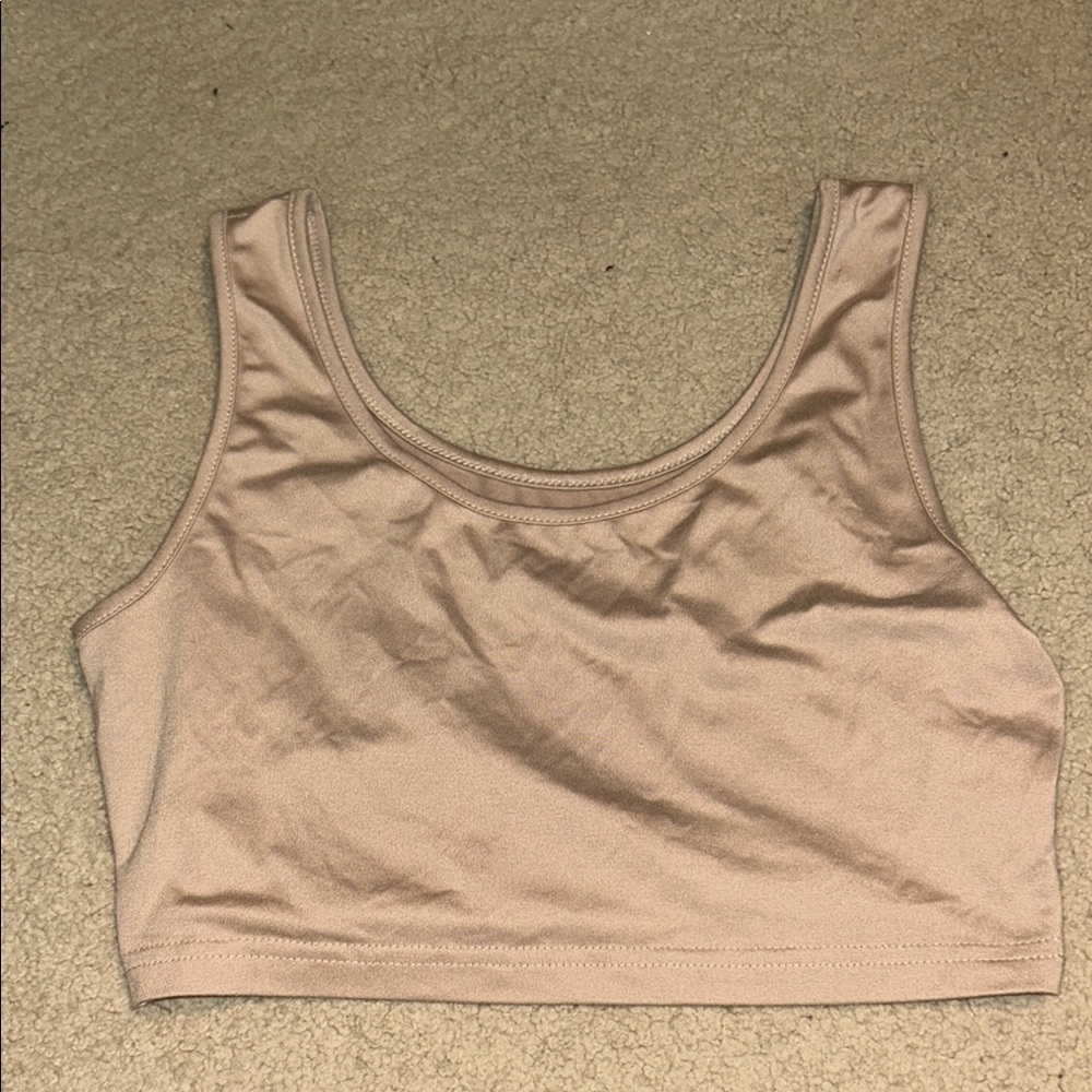 SHEIN Tan Sleeveless Fitted Crop Tank Top